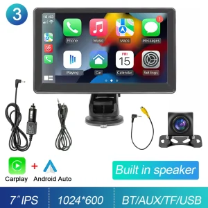 Portable Touch Screen 7inch IPS CarPlay Android Auto Car Radio Multimedia Video Player GPS Navigation  Wifi  Rear View Camera