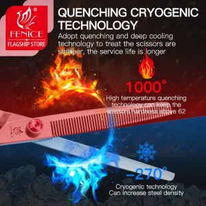 Fenice Japan 440C stainless steel 6.5/7.0/7.5 inch pet dog pink grooming thinning scissor  thinning rate 35%