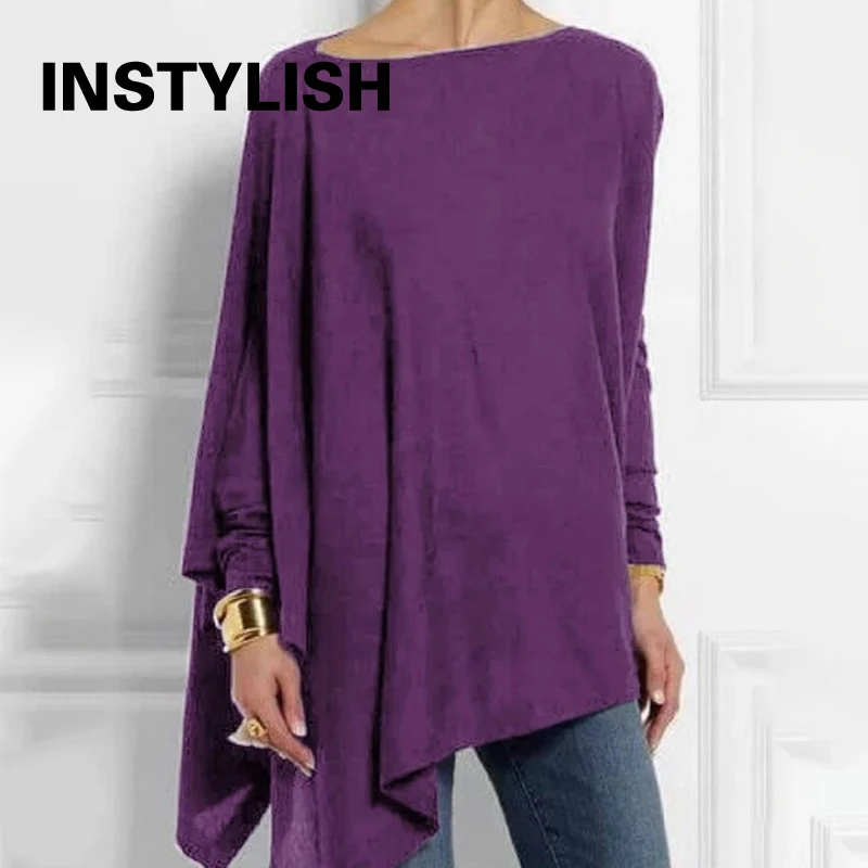 Cotton Irregular Womens Tops And Blouses Casual O Neck Long Sleeve Top Female Tunic 2024 Autumn Plus Size Women Blusas Shirts - Image 5