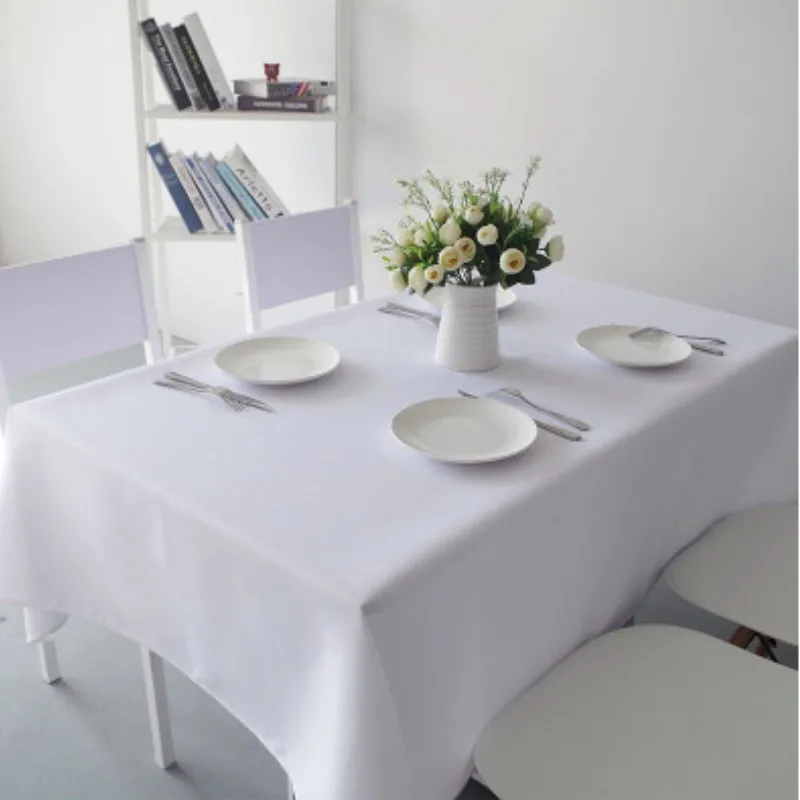 white tablecloth home dinner party oversized table cover wedding banquet outdoor party cover hotel decoration tablecloths - الصورة 5