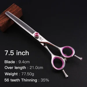 Fenice Japan 440C stainless steel 6.5/7.0/7.5 inch pet dog pink grooming thinning scissor  thinning rate 35%