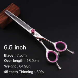 Fenice Japan 440C stainless steel 6.5/7.0/7.5 inch pet dog pink grooming thinning scissor  thinning rate 35%