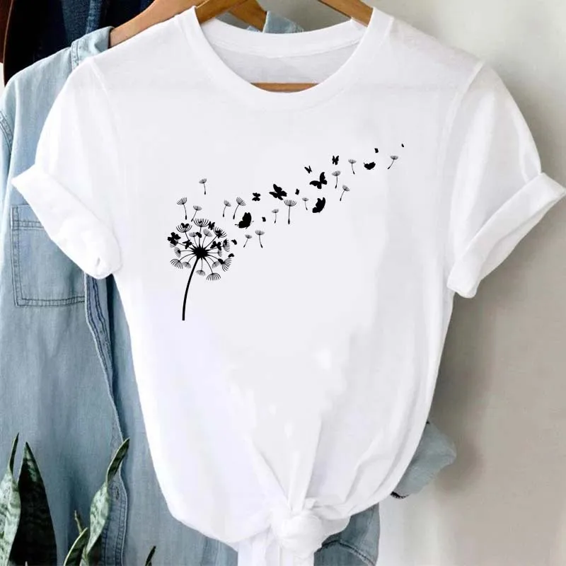 Maycaur Women Graphic Cartoon Dandelion Print T Shirt Short Sleeve Ladies Print Clothes Lady Tees Tops Female Womens T Shirt - الصورة 11