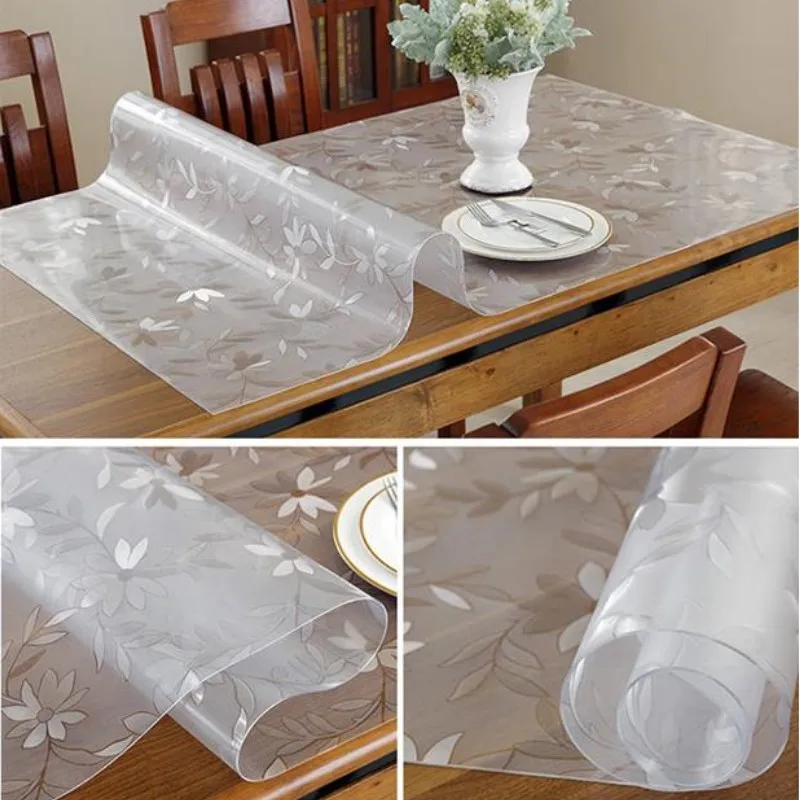 Thickened 1.0mm transparent cosmos PVC tablecloth waterproof table cover oil-proof kitchen custom soft glass protection mat - Image 6