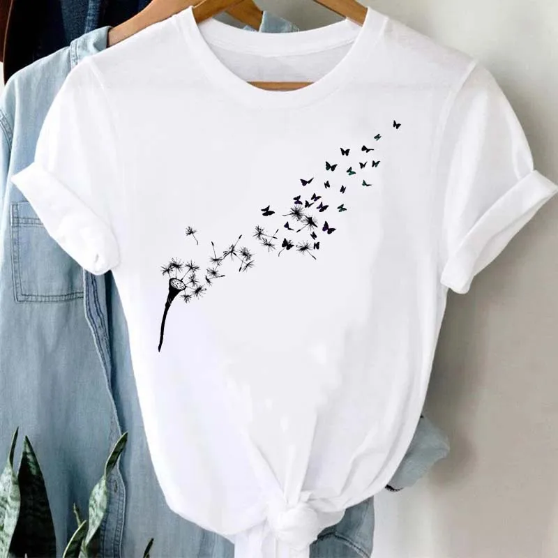 Maycaur Women Graphic Cartoon Dandelion Print T Shirt Short Sleeve Ladies Print Clothes Lady Tees Tops Female Womens T Shirt - الصورة 12