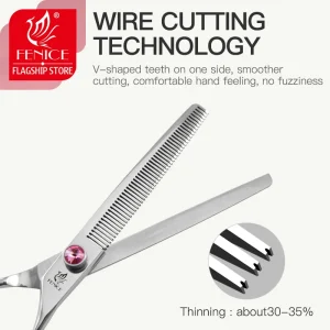 Fenice Japan 440C stainless steel 6.5/7.0/7.5 inch pet dog pink grooming thinning scissor  thinning rate 35%