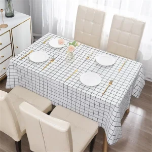 Nordic Style Grid Printed Household Waterproof Oil Resistant Dining Table Cloth Table Cover Party Decoration Rectangular