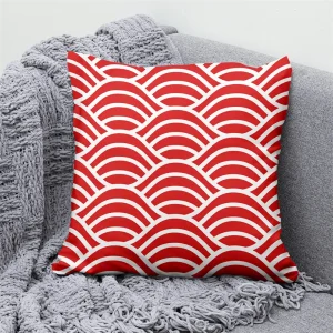 Lucky Cat Japanese Style Sofa Bed Decorative Pillow Cover Home Decor Mount Fuji Art Cushion