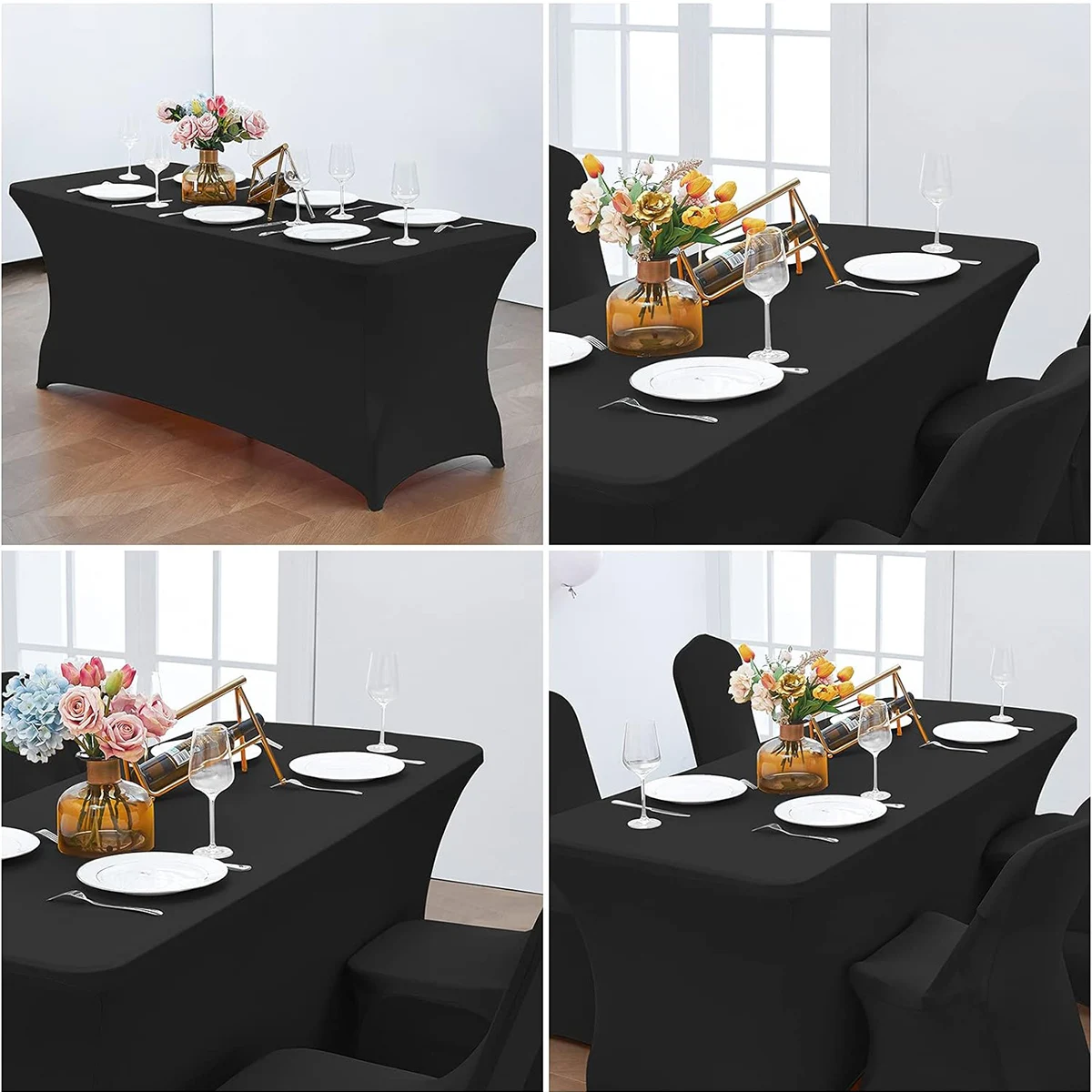Spandex Tablecloth Tight Fitted Washable and Wrinkle Resistant Stretch Rectangular Patio Table Cover for Event Wedding Parties - Image 6