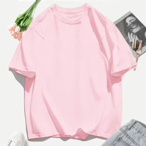 Y2K Woman 100% Cotton T Shirts Solid Color Casual T-Shirt O-Neck Summer Tops For Women Fashion Oversized Female Sportswear