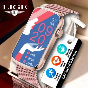 LIGE New Smart Watches Women IP68 Waterproof Luxury Sports Bracelet Heart Rate Blood Oxygen Ladies Gift Alarm Clock Smartwatch
