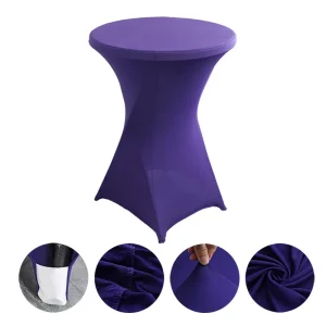 Creative Simple Style Solid Color Polyester Round Banquet Elastic Table Set Hotel Wedding Decoration Cocktail Bar Table Set