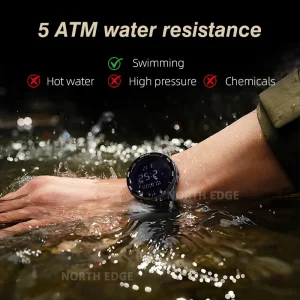 NORTH EDGE TERRAX Smartwatch for Men's Digital Watch Sports Super Light Outdoor Watches Stopwatch Countdown Light Watch Men 5ATM