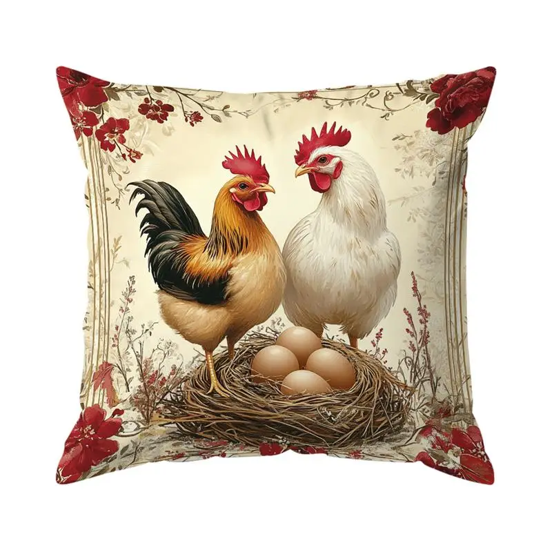 Home Decor Farmyard Roosters and Eggs Pillow Covers Pattern Cushion Cover Suitable for Sofa Bedroom Car Pillow Cover - Image 7