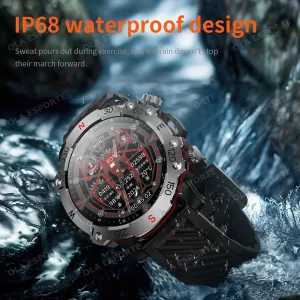New Outdoor Military Dual-Band GPS Military Smart Watch 5ATM Waterproof Heart Rate Sleep Monitor Bluetooth Calls Smart Watch Men