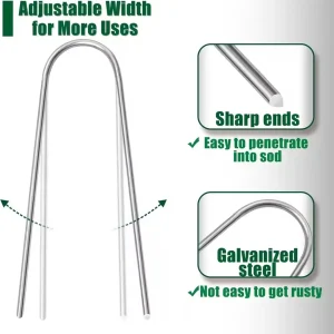 Garden Peg Silver Metal U-Shape Garden Staple Garden Ground Nail Film Fixed Pegs Gardening Fixing Tools Film Peg Landscape Spike