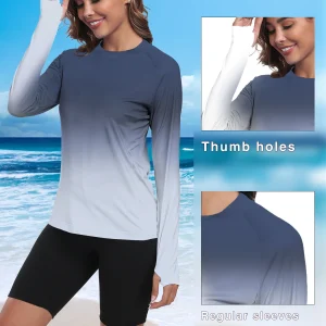 Women's UPF 50+ Sun Shirts Long Sleeve UV Protection Rash Guard Lightweight Quick Dry SPF Hiking Tops Outdoor