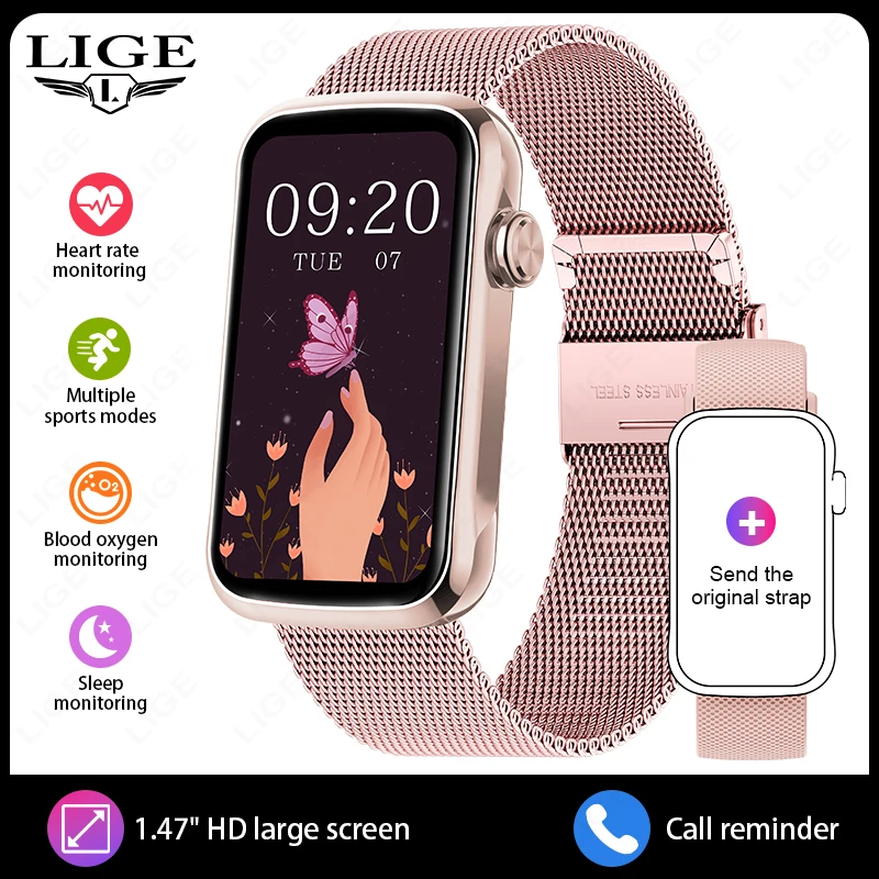 LIGE New Smart Watches Women IP68 Waterproof Luxury Sports Bracelet Heart Rate Blood Oxygen Ladies Gift Alarm Clock Smartwatch - الصورة 10