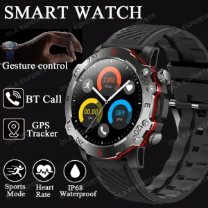 New Outdoor Military Dual-Band GPS Military Smart Watch 5ATM Waterproof Heart Rate Sleep Monitor Bluetooth Calls Smart Watch Men