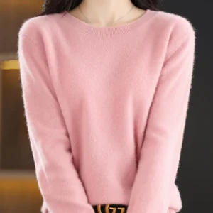 Women 100% Merino Wool Sweater O-Neck Long Sleeve Cashmere Knitwear Pullover Aliselect Fashion Autumn Winter Clothing Tops