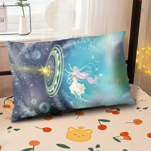 Starry Sky Sunset Sea Pillow, 2D Night Scene Pillow Core and Case Set, Aesthetic Pillow for Student Dormitory