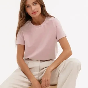 Bornladies Summer 100% Cotton Women's T-shirt Bottoming Basic Fashionable Solid Lady Short Sleeve Loose Tops Shirts 230g/㎡ Tops