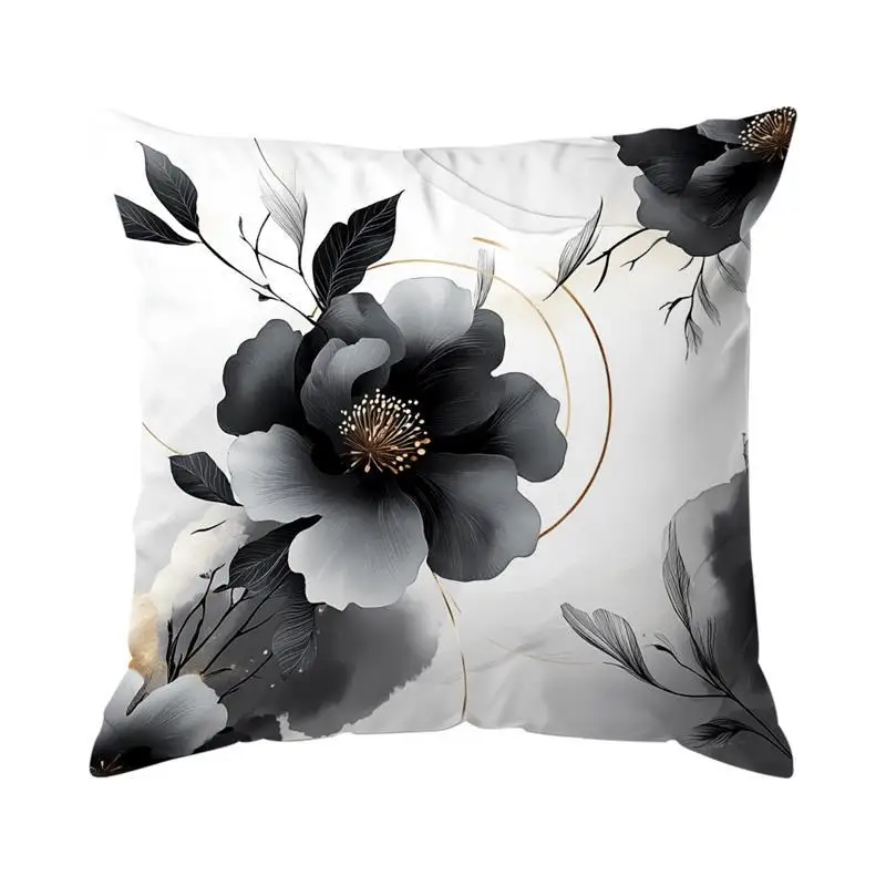 Home Decor Black & White Floral Patterned Cushion Covers Pattern Cushion Cover Suitable for Sofa Bedroom Car Pillow Cover - الصورة 8