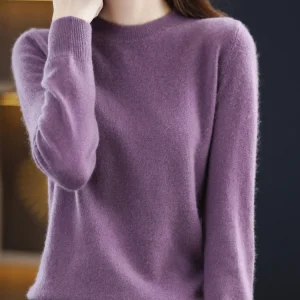 Women 100% Merino Wool Sweater O-Neck Long Sleeve Cashmere Knitwear Pullover Aliselect Fashion Autumn Winter Clothing Tops