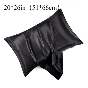 1 Pair Satin Pillowcase - Anti-Allergy Breathable Bedding Polyester Satin with Envelope Closure Machine Washable & Skin-Friendly