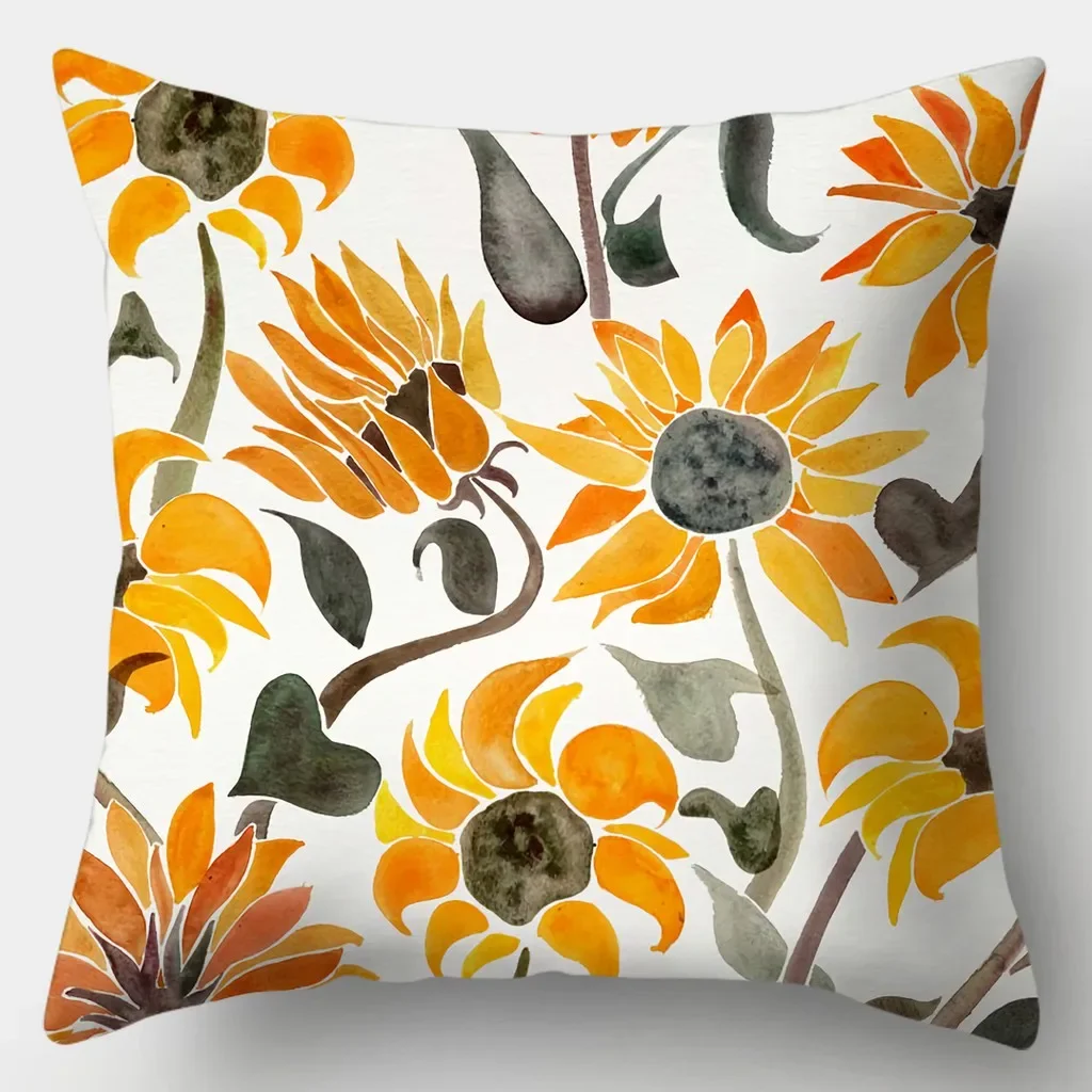 Yellow series Pillowcase 45cmX45cm Square Sofa Pillow Cover Creative Sun Flower Cushion - الصورة 12