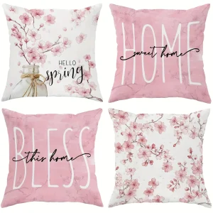 Cherry Blossom Joy pillow cover: embrace spring, pray for home, sofa and chair cushion cover, bedroom room decoration