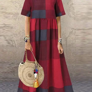 Vintage Printed Maxi Dress Women's Summer Sundress ZANZEA 2025 Casual Short Sleeve Holiday Floral Vestidos Female O Neck Robe
