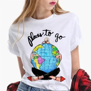 Paris Girl Europe and America Fashion Loose Ins White Short-sleeved T-shirt Woman Graphic T Shirts Harajuku Women Clothes
