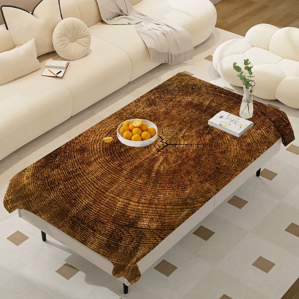Beautiful Wood Rectangular Tablecloths Washable Wedding Party Kitchen Dining Living Room Birthday Decoration Table - الصورة 13