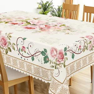 1 Piece Floral Round Tablecloth, Available in 5 Sizes, Vintage Floral Pattern Printed Tablecloth, Embossed Edge Craftsmanship, Spring Garden Tablecloth Decoration, Suitable for Daily Home Kitchen and Patio Use, Easter Decoration, Spring Decoration