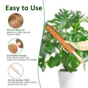 38/43/53CM Plant Climbing Coir Totem Pole Safe Gardening Coconut Stick For Climbing Plants Vines And Creepers Plant Support
