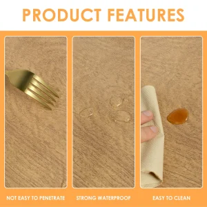 Round Table Cloth Waterproof oil-proof Farmhouse Table Cover Decorative Wood/Woven Texture Desk Cover Tabletop Protection Cloth