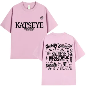Korean Katseye Beautiful Chaos Tour T Shirt Kpop Vintage Harajuku Fashion Y2K Men Women T-shirt Cotton Loose T Shirts Fans Gifts