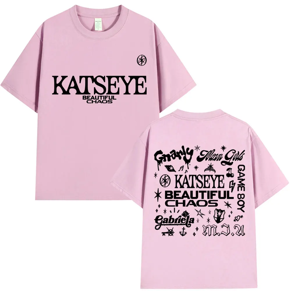 Korean Katseye Beautiful Chaos Tour T Shirt Kpop Vintage Harajuku Fashion Y2K Men Women T-shirt Cotton Loose T Shirts Fans Gifts - الصورة 18
