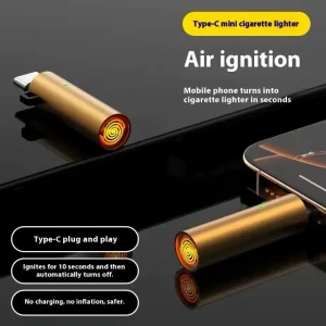 Windproof Mini Electronic Lighter Powered by TYPE-C - Portable and Energy Efficient