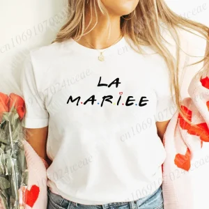 Team De La Mariée T-shirt French Evjf Futur Bride Tees Friends Single Farewell Bachelorette Party Tees Shirt for Women Clothing