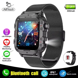 New Men's Smart Watch LED Flashlight Outdoor Sports Smart Watch Wristwatch Health Monitoring 1.44Inch Bluetooth Call Smart Watch