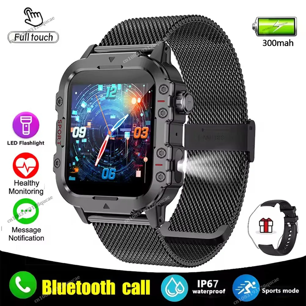 New Men's Smart Watch LED Flashlight Outdoor Sports Smart Watch Wristwatch Health Monitoring 1.44Inch Bluetooth Call Smart Watch - Image 8