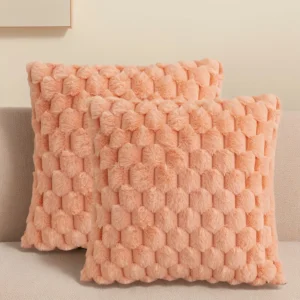 Pack of 2 artificial fur plush luxurious decorative throw pillow cover, for sofa, living room, and car interior（no pillowcore） ﻿