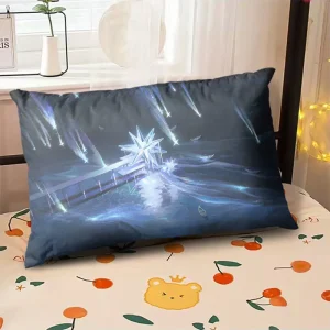 Starry Sky Sunset Sea Pillow, 2D Night Scene Pillow Core and Case Set, Aesthetic Pillow for Student Dormitory