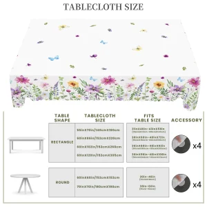 1 Piece of Spring and Summer Romantic Retro Floral Pattern Round Tablecloth, Butterfly Print Rectangular Tablecloth, Home Kitchen Table Cover, Indoor and Outdoor Use, Home Decoration, Holiday Gift for Family Friends