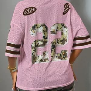 2025 Summer Women's 22nd Fashion Y2K Breathable Quick Drying T-shirt Camo Printed Loose Music Festival Party Comfortable Shirt