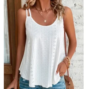 Large Big 5xl Women Leisure Simple Boho Camis Tops Women's Hollow Out Top Pullovers New Summer Casual Beach Shirts Clothing