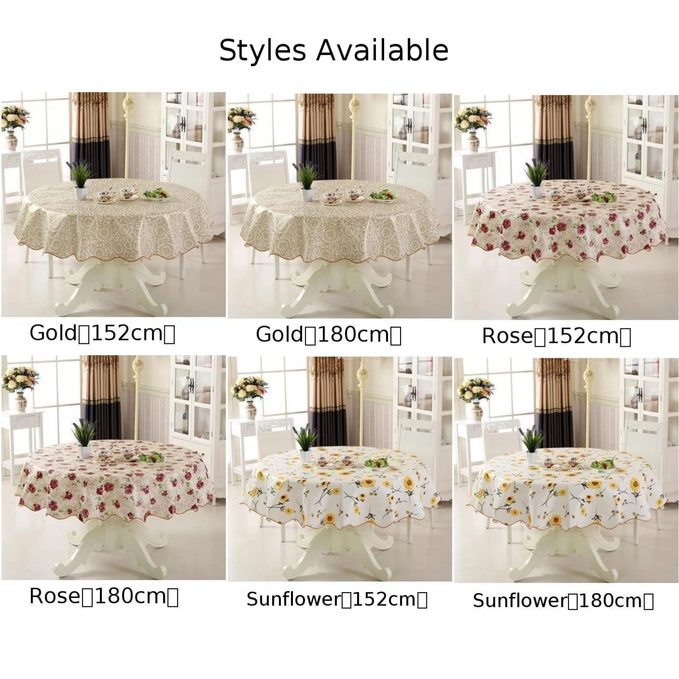 Round Table Cloth 152/180cm Waterproof Table Cloth Oil Round Tablecloth Flower PVC Tablecloth Household Kitchen Tablecloth - Image 6