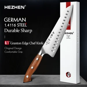 HEZHEN 1PC or 5PC Kitchen Knife Set 1.4116 steel Red Wood Handle Cook Tools Core Blade Kitchen Knife Accessories Box Packing